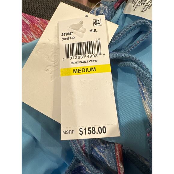 BECCA Joshua Tree One Piece Swimsuit Plunge Neck Adjustable Strap Medium - Picture 5 of 11